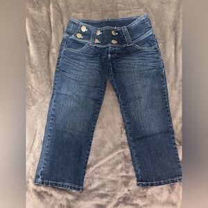 Rue21 Dark Blue Cropped Jeans with Gold Accents size 5